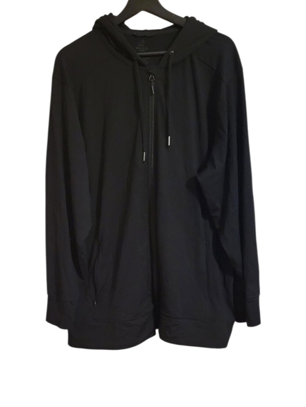 Woolx Ryann Black Merino Wool Lightweight Hoodie